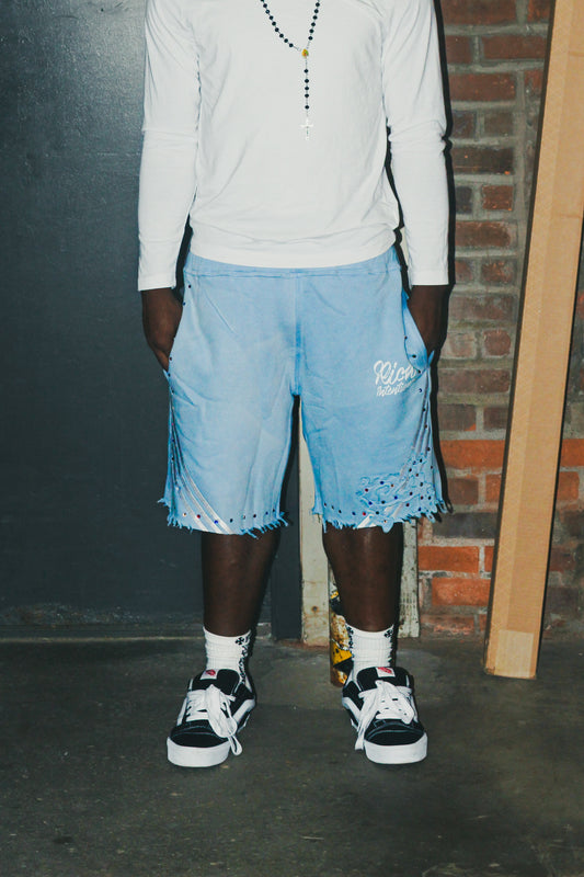 Blue Rhinestones Shorts