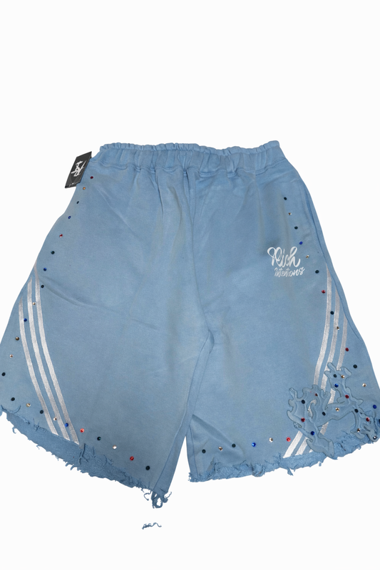 Blue Rhinestones Shorts